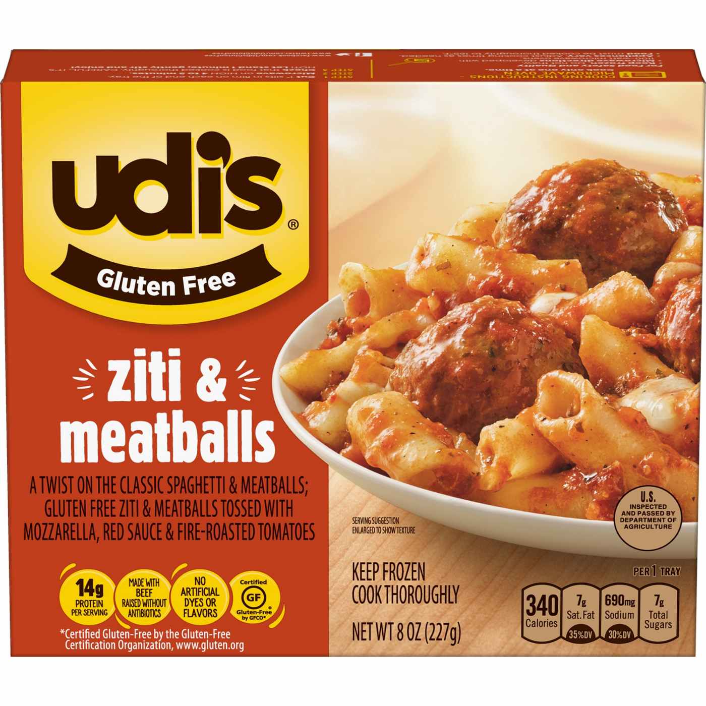 Udi's Gluten-Free Ziti & Meatballs Frozen Meal; image 1 of 7