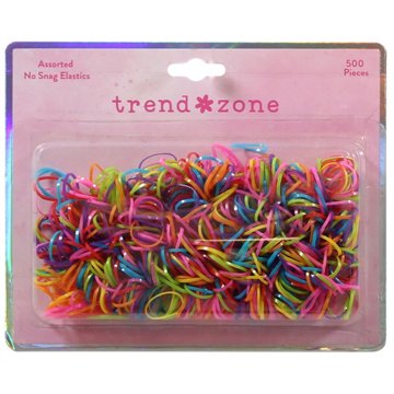 Trend Zone Bright No Snag Polyband Hair Elastics Multicolor, 500 ct