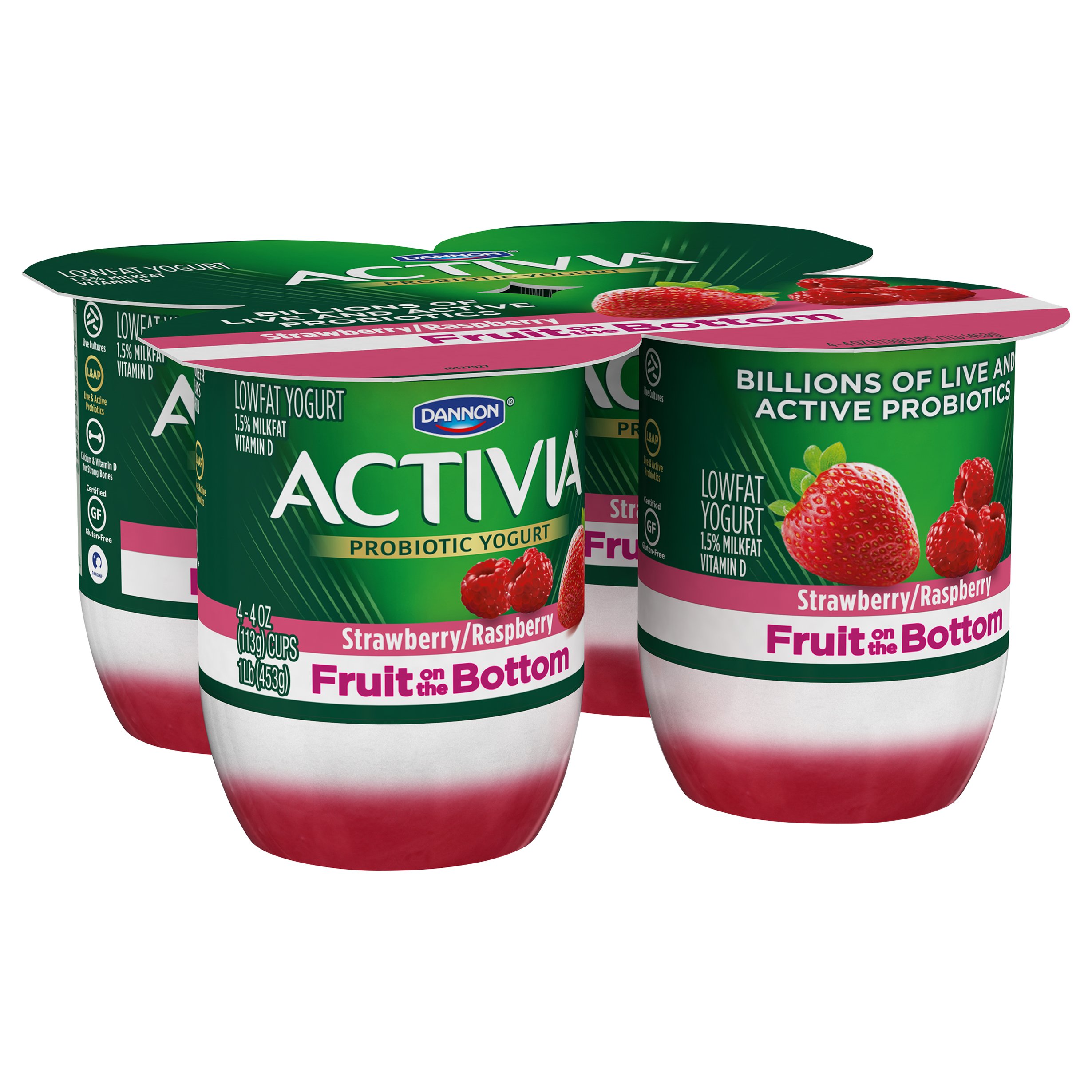 Dannon Activia Fruit on the Bottom LowFat Strawberry & Raspberry