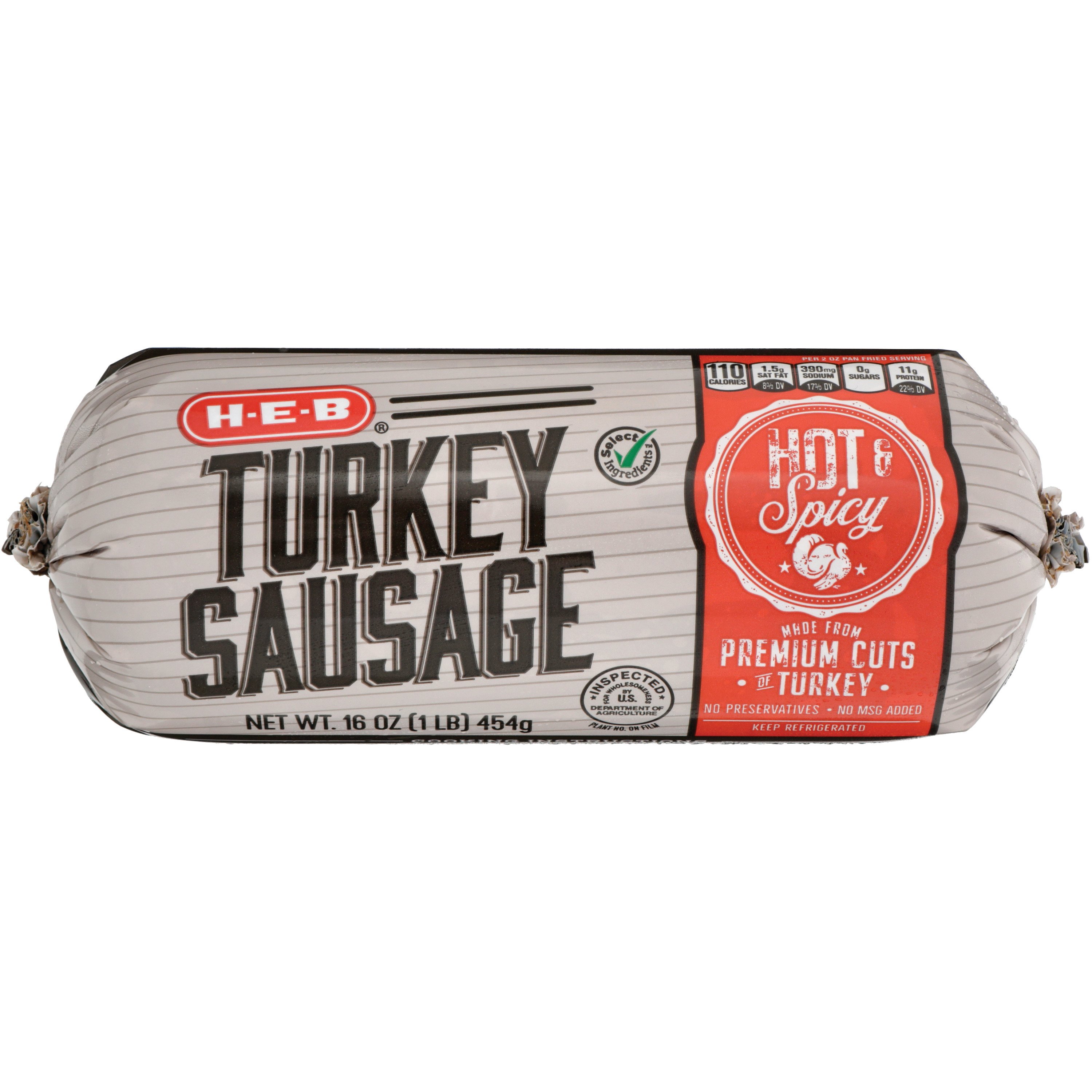 H-E-B Premium Turkey Breakfast Sausage - Hot - Shop Sausage at H-E-B