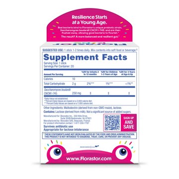 Florastor Kids Daily Probiotic Supplement Powder for Digestive Health