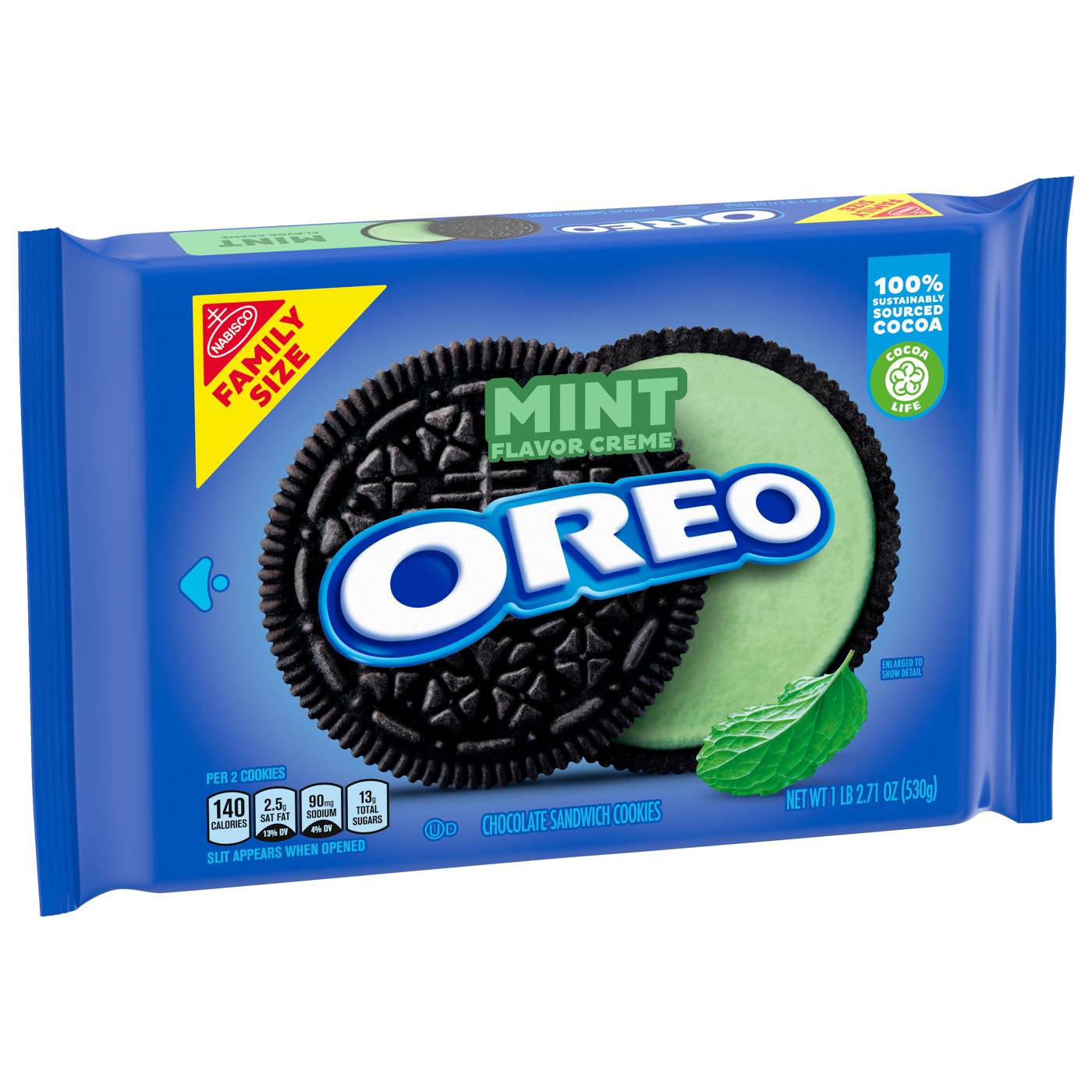 Nabisco Oreo Mint Creme Sandwich Cookies Family Size; image 4 of 4