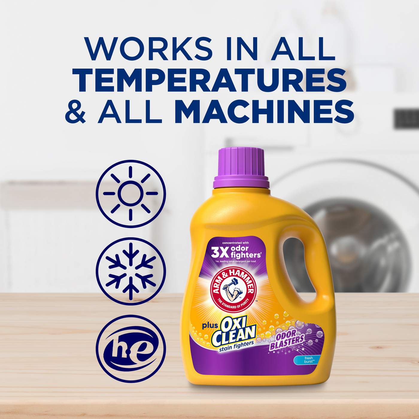 Arm & Hammer Plus OxiClean Odor Blasters HE Liquid Laundry Detergent, 74 Loads - Fresh Burst; image 3 of 12