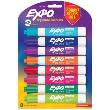 EXPO Chisel Tip Dry Erase Markers - Vibrant Color Mix, 8 ct