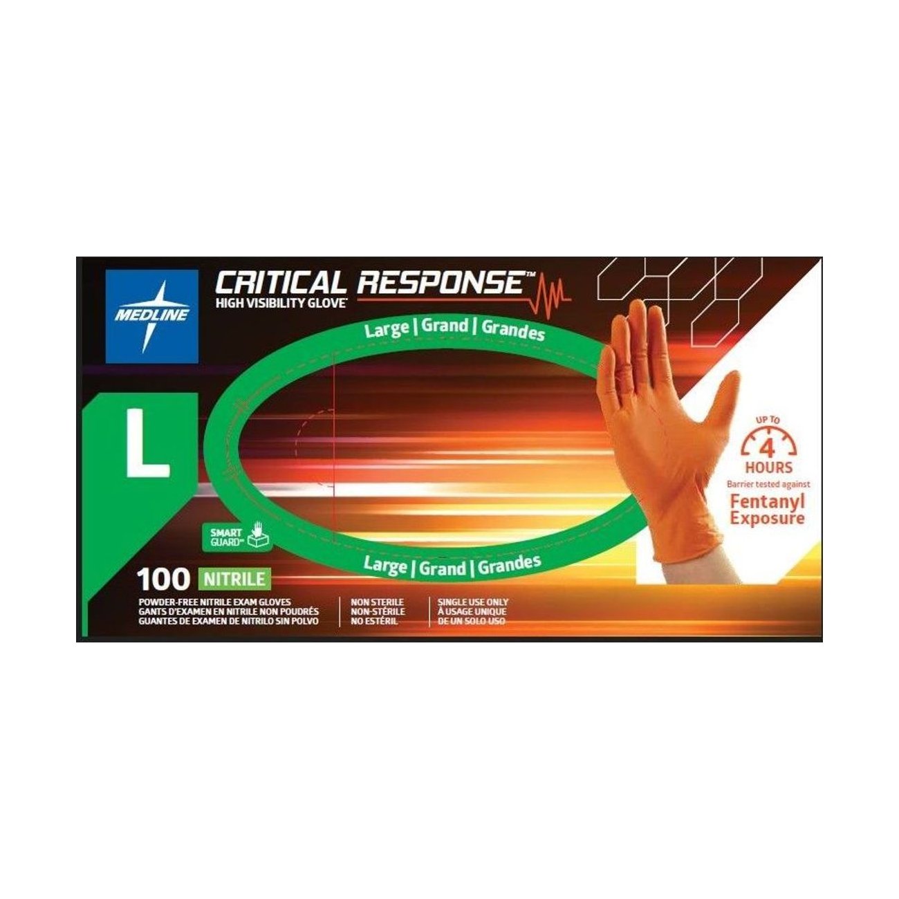 Medline Critical Response  Nitrile Gloves - Large, 100 ct
