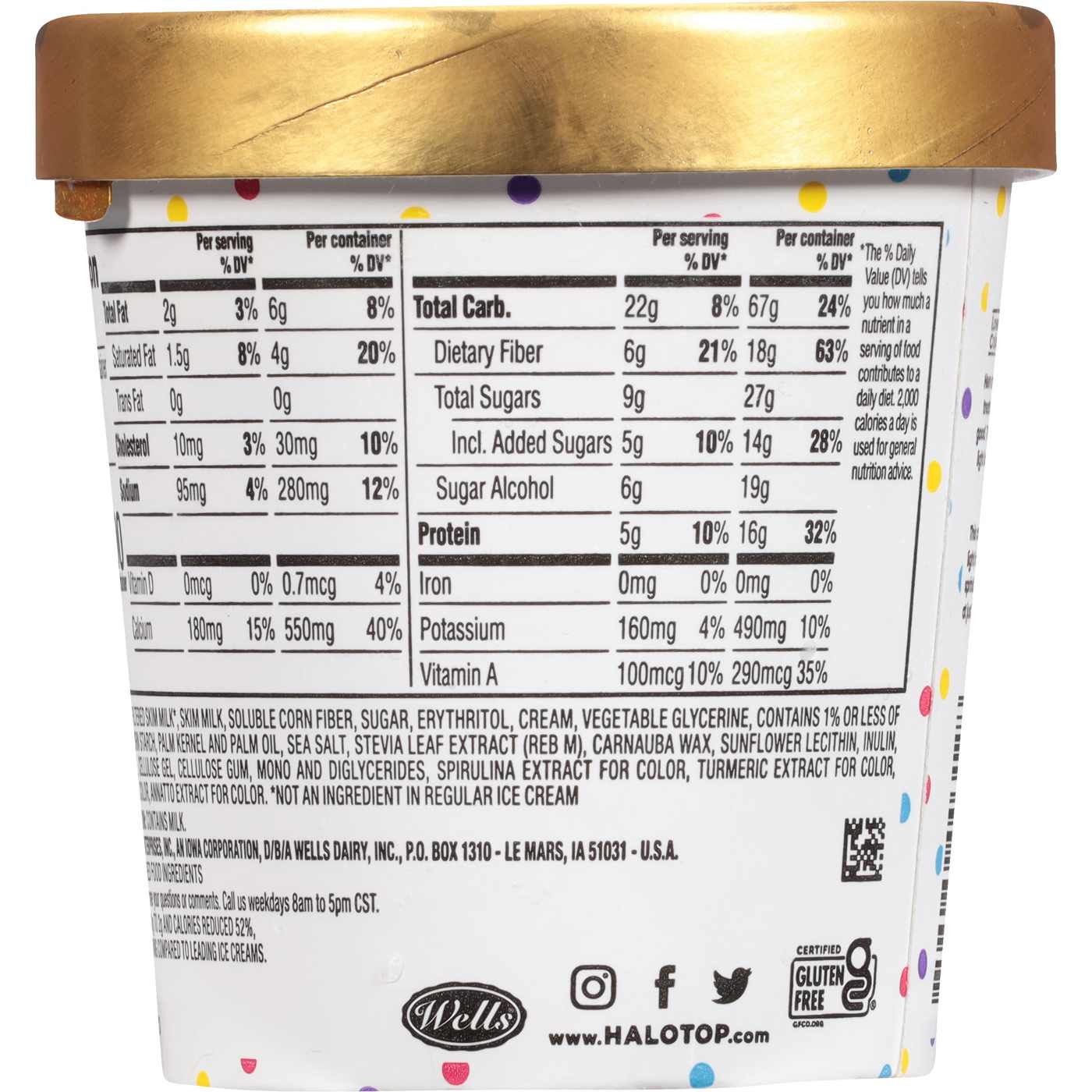 Halo Top 16g Protein Light Ice Cream - Birthday Cake; image 4 of 6