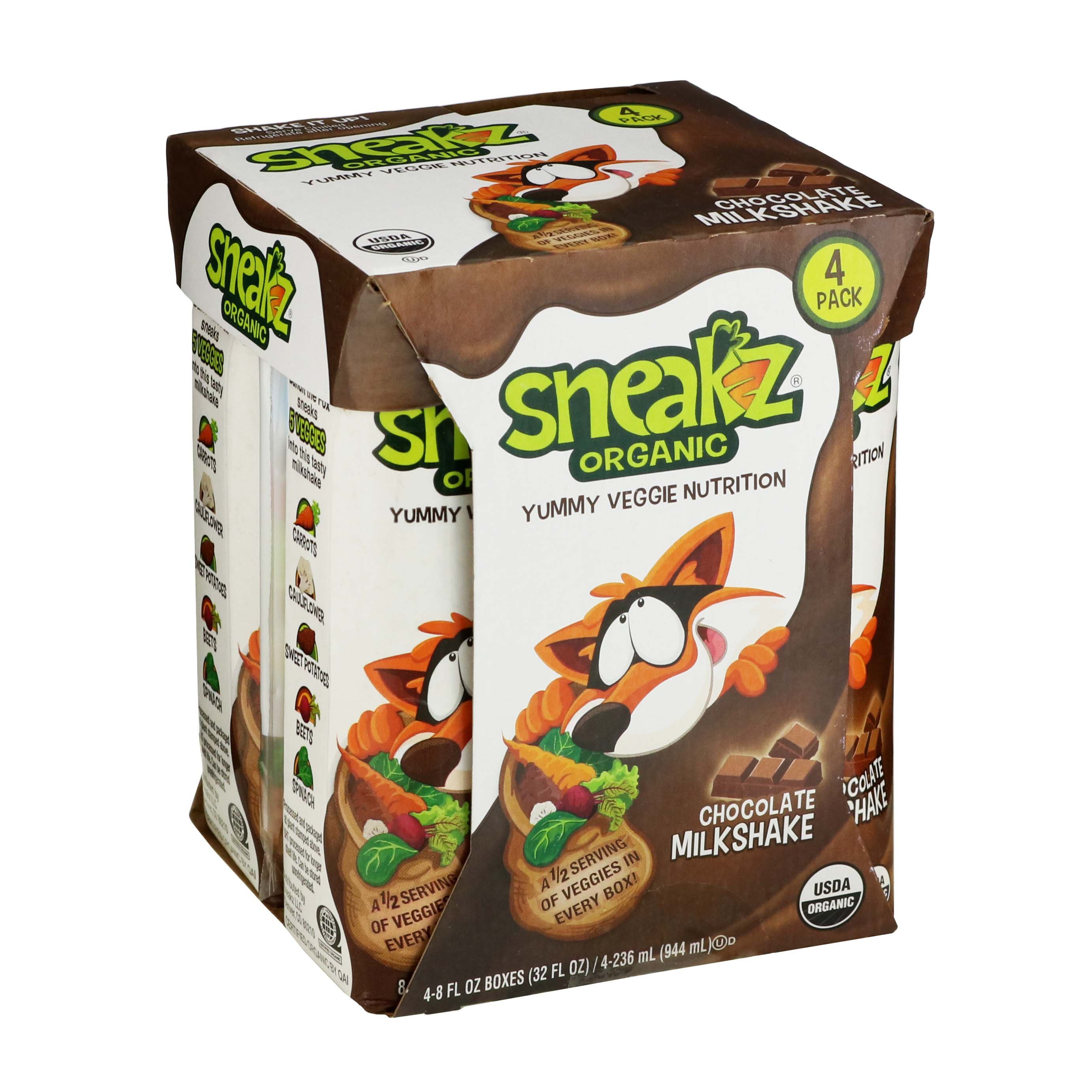 MILKSLIME Sneakz Organic Chocolate Milkshake 8 oz Cartons, 4 pk | Central