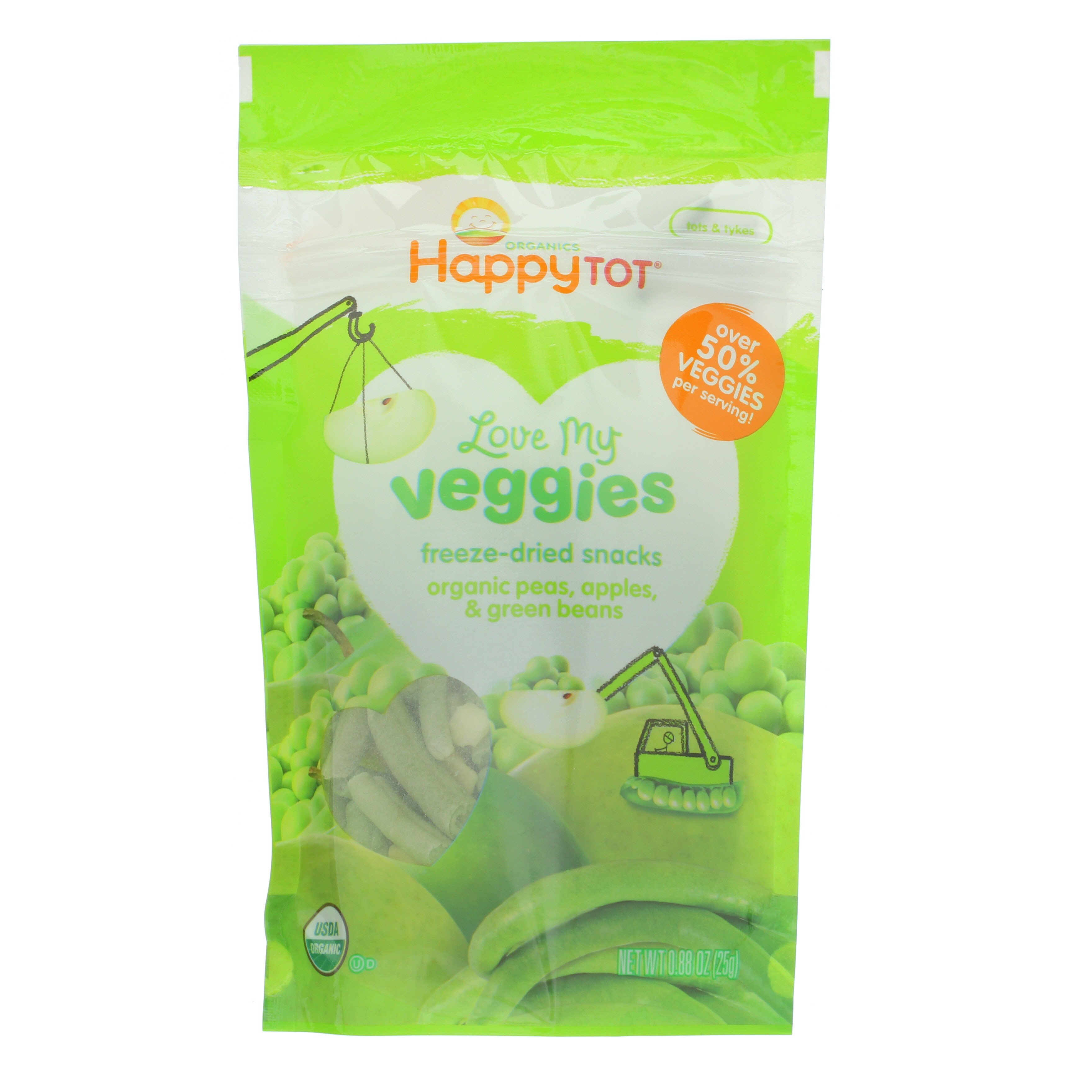 Happy Tot Love My Veggies Freeze Dried Peas, Apples, & Green Beans