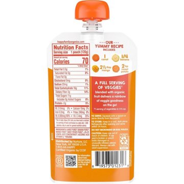 Happy Tot Organics Love My Veggies Stage 4 Carrot Banana Mango & Sweet Potatoes Baby Food Pouch