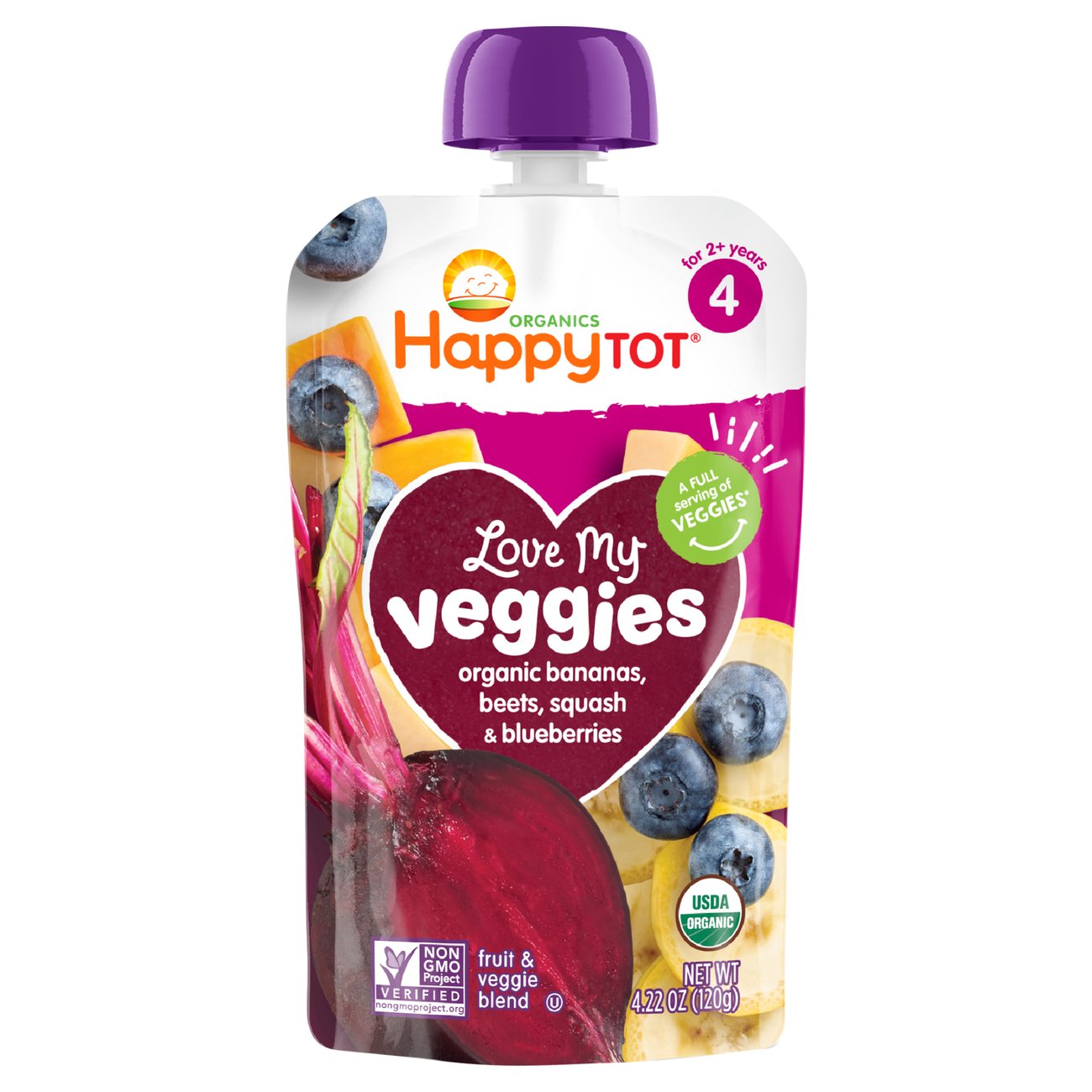 Happy Tot Fruit & Veggie Blend, Organic Pears, Mangos, Spinach