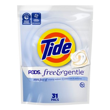 Tide PODS Free & Gentle Laundry Detergent Soap Pacs - Unscented