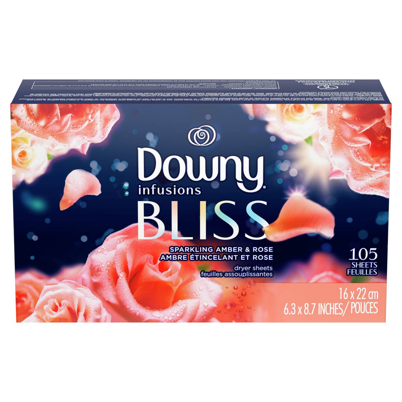 Downy Infusions Amber Blossom Fabric Softener Dryer Sheets; image 1 of 4