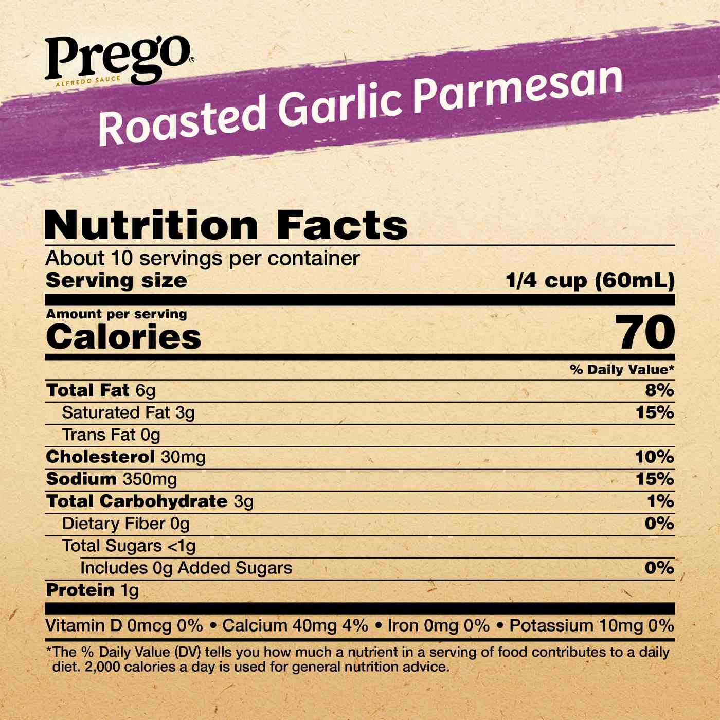 Prego Alfredo Sauce with Roasted Garlic & Parmesan Cheese; image 10 of 15