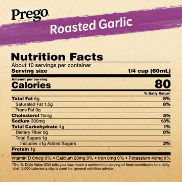 Prego Alfredo Sauce with Roasted Garlic & Parmesan Cheese, 22 oz