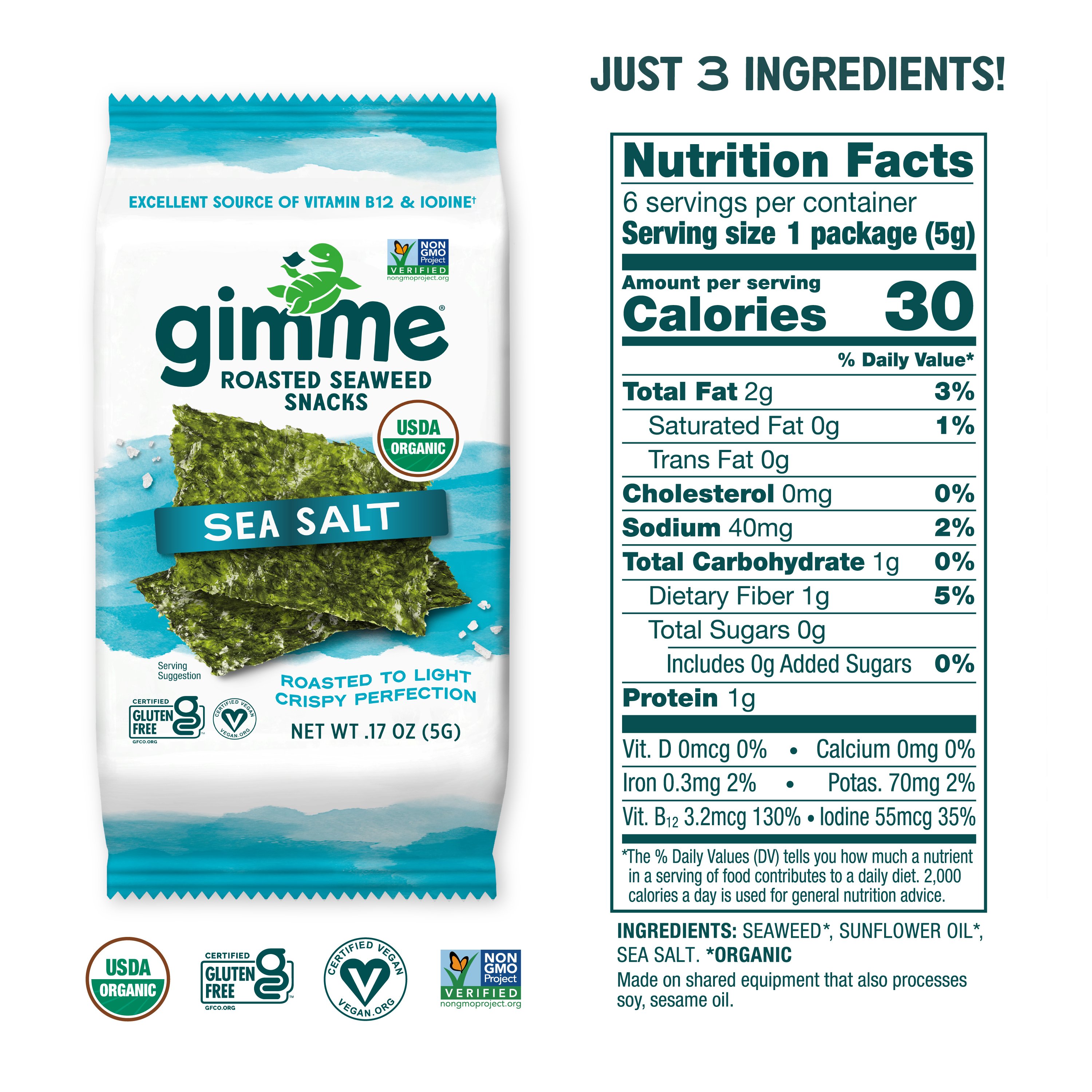 Roasted seaweed clearance nutrition