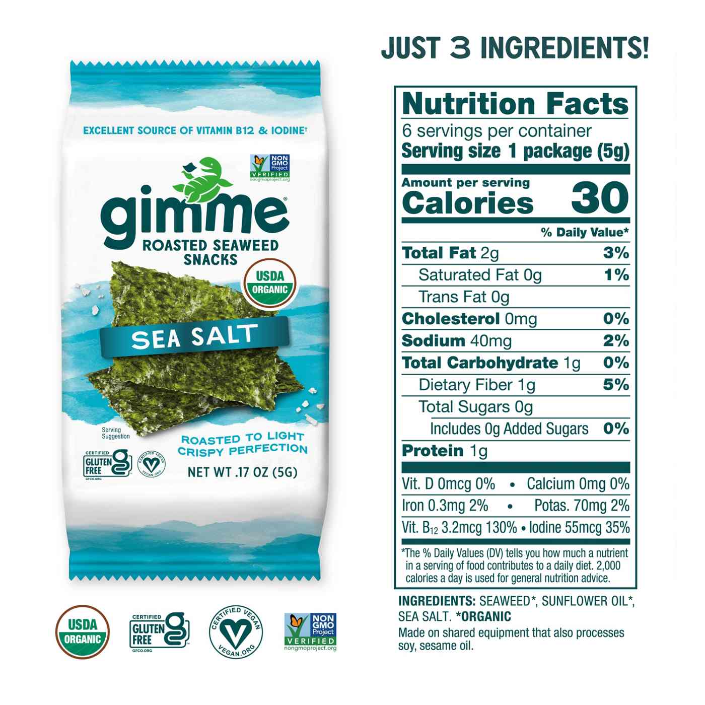 gimme Roasted Seaweed Snacks - Sea Salt; image 7 of 7