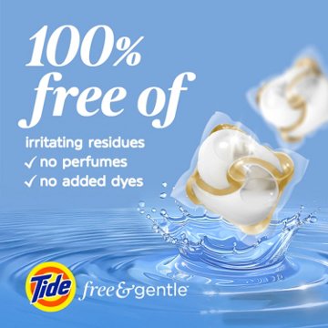 Tide PODS Free & Gentle Laundry Detergent Soap Pacs - Unscented