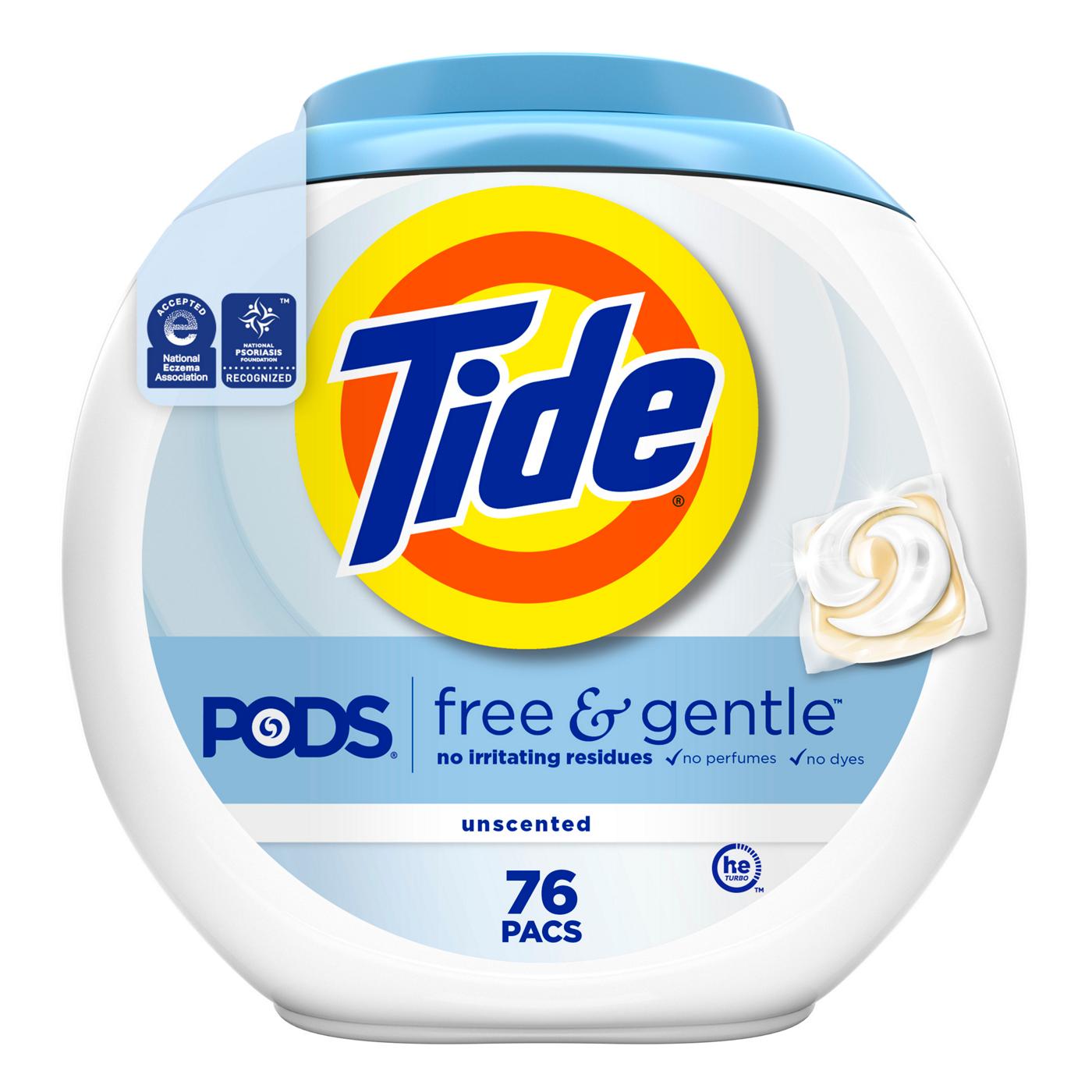 Tide PODS Free & Gentle Laundry Detergent Soap Pacs - Unscented; image 1 of 10