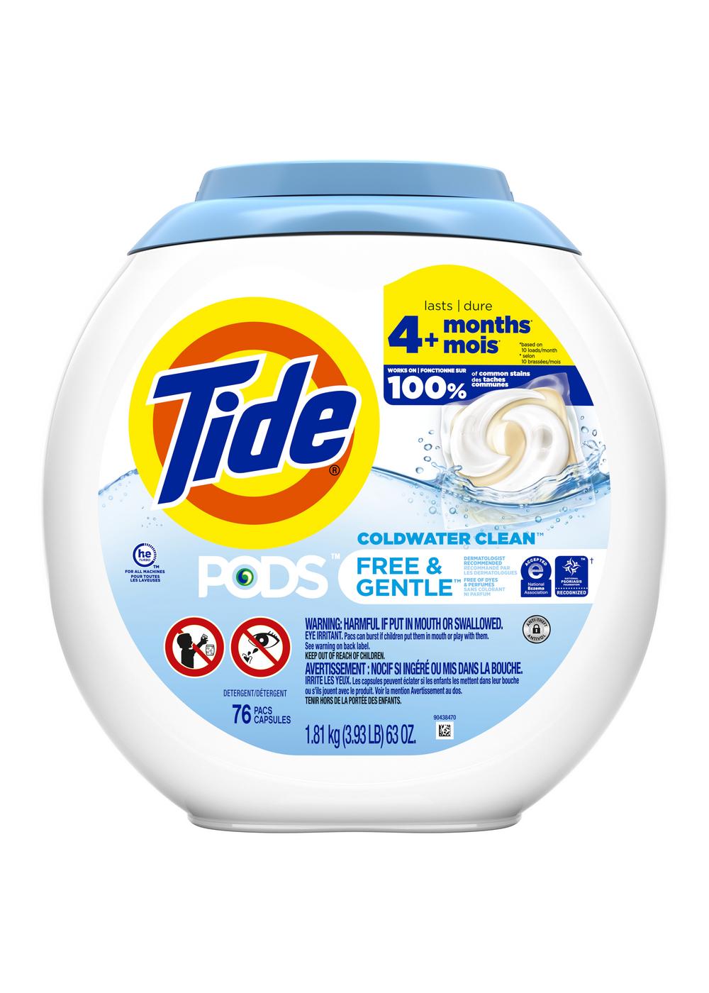 Tide PODS Free & Gentle Laundry Detergent Soap Pacs - Unscented; image 10 of 10