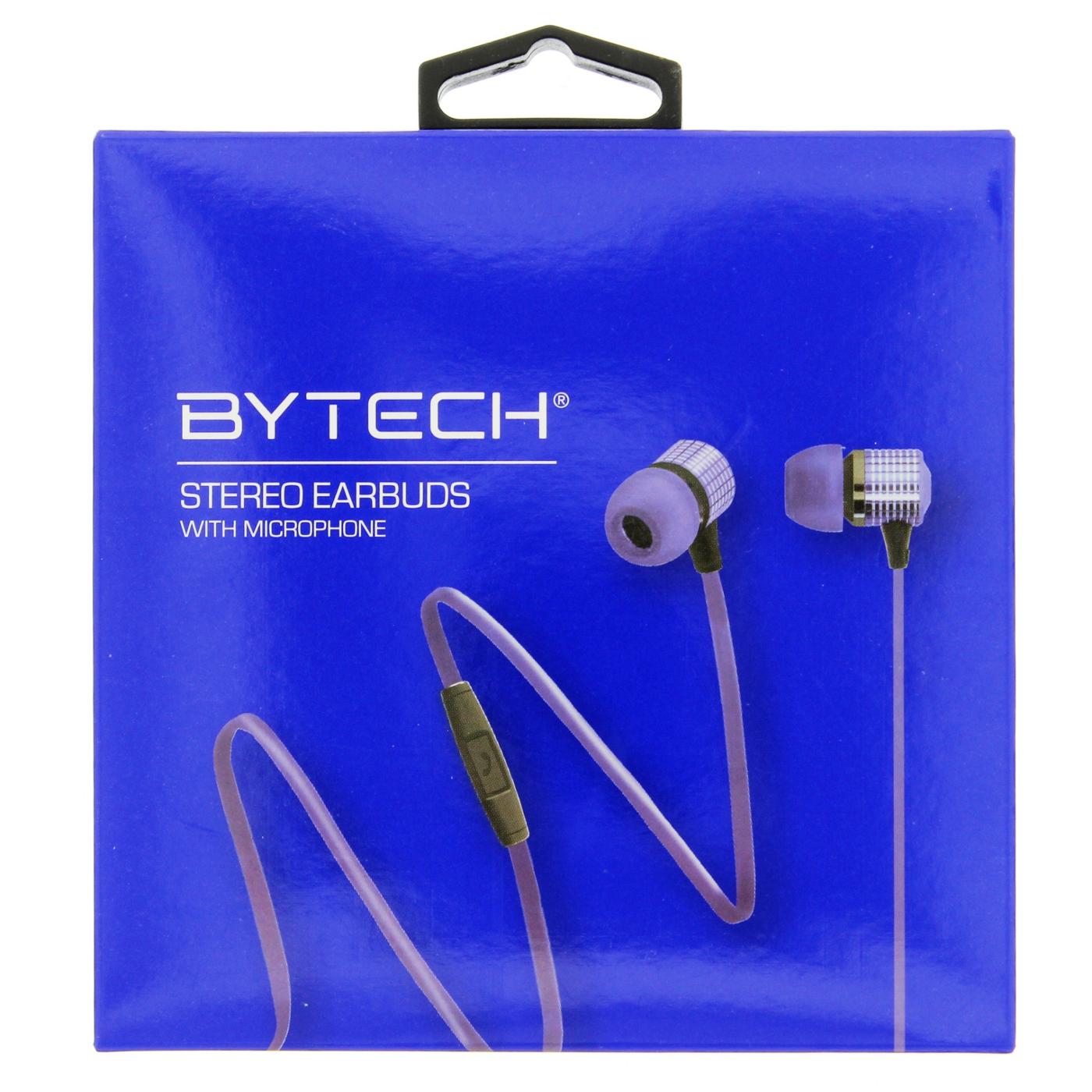 Bytech Stereo Earbuds with Mic - Blue; image 1 of 2