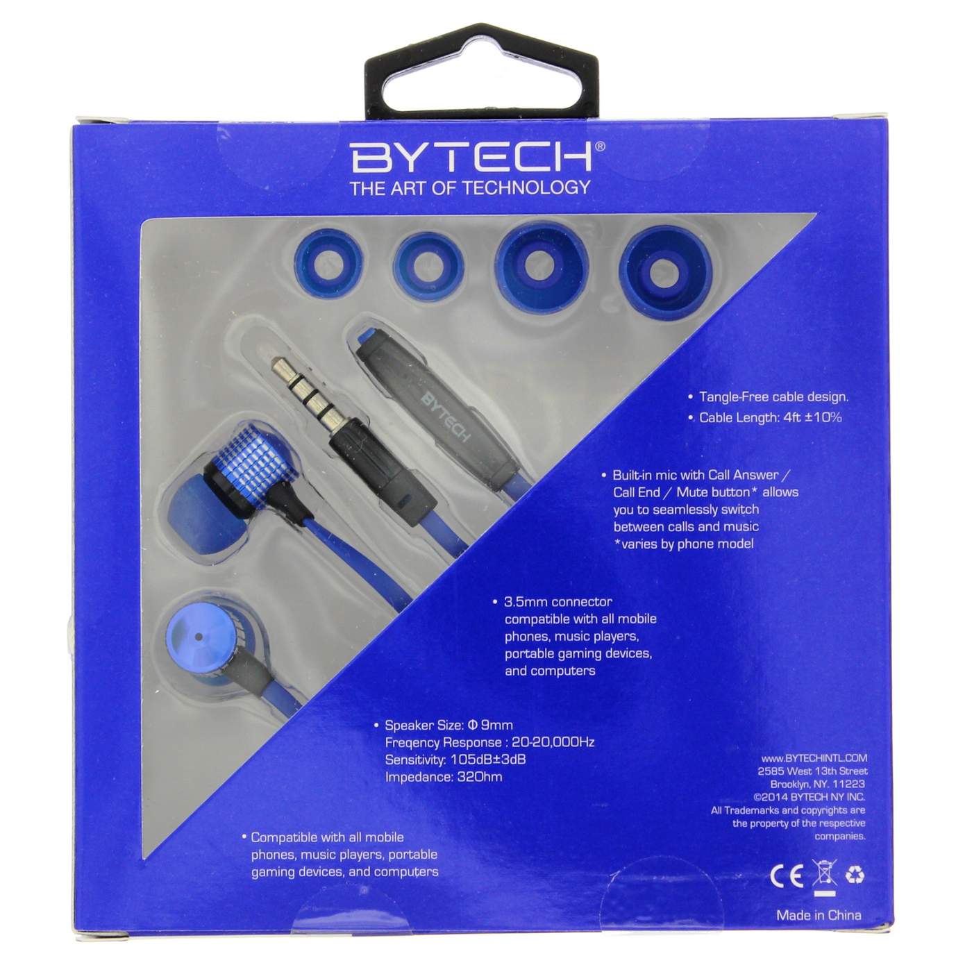 Bytech Stereo Earbuds with Mic Blue Shop Headphones at HEB