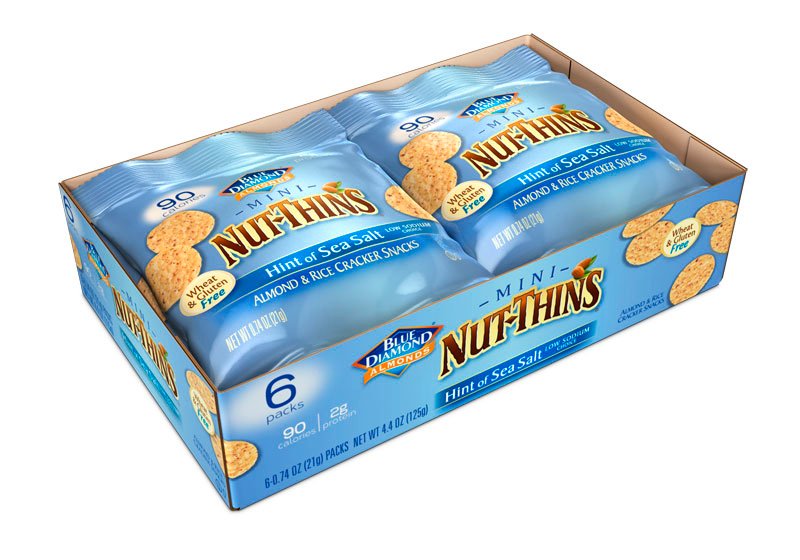 Blue Diamond Mini Nut Thins Sea Salt Almond & Rice Cracker Snacks