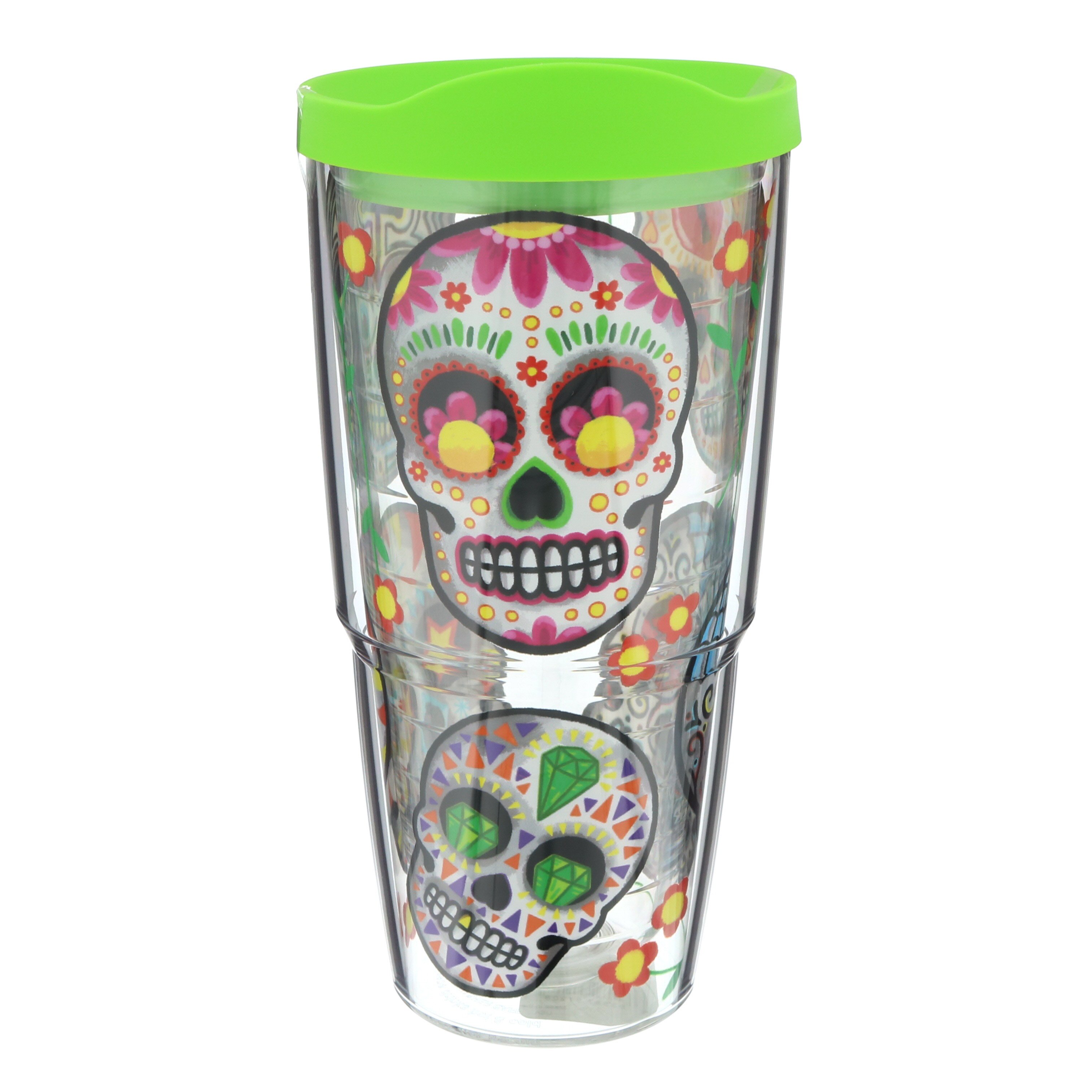 Sugar Skull 32 Oz Travel Tumbler With Lid and Straw 