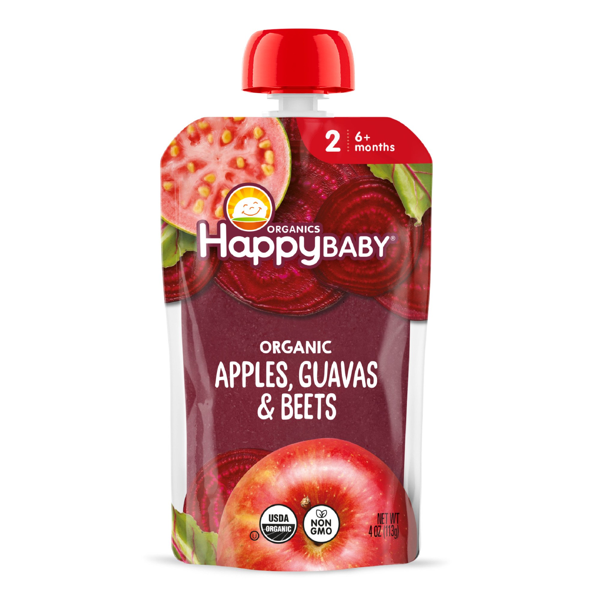 Happy Baby Organics Stage 2 Pouch Apples Guavas & Beets Shop Baby food at HEB