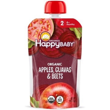 Happy Baby Clearly Crafted Stage 2 Apples Guavas & Beets  Baby Food Pouch