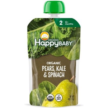 Happy Baby Clearly Crafted Stage 2 Pear Kale & Spinach Organic Baby Food Pouch