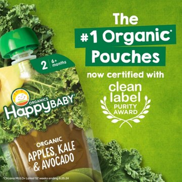 Happy Baby Clearly Crafted Stage 2 Pears Squash & Blackberries Organic  Baby Food Pouch
