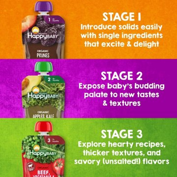 Happy Baby Clearly Crafted Stage 2 Pears Squash & Blackberries Organic  Baby Food Pouch