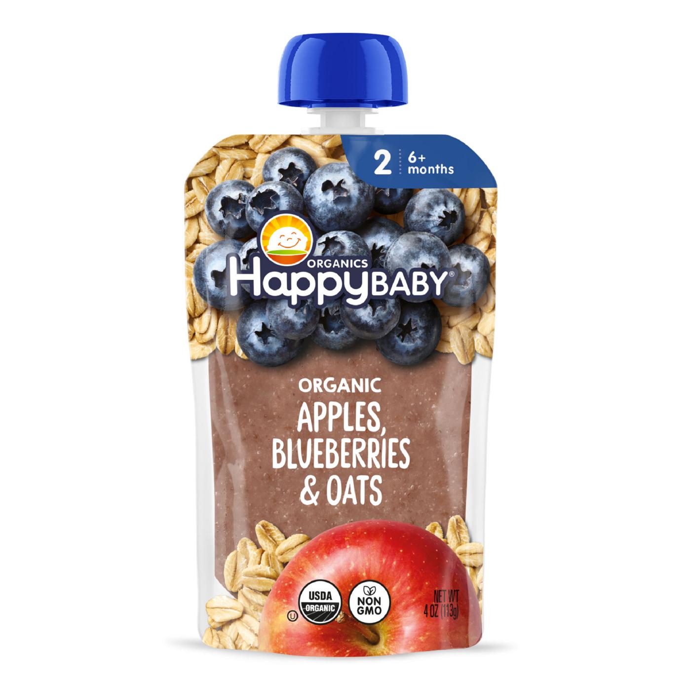 Happy Baby Organics Stage 2 Pouch - Apples Blueberries & Oats; image 1 of 7