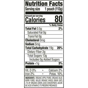 Happy Baby Clearly Crafted Stage 2 Apples Blueberries & Oats Organic Baby Food Pouch