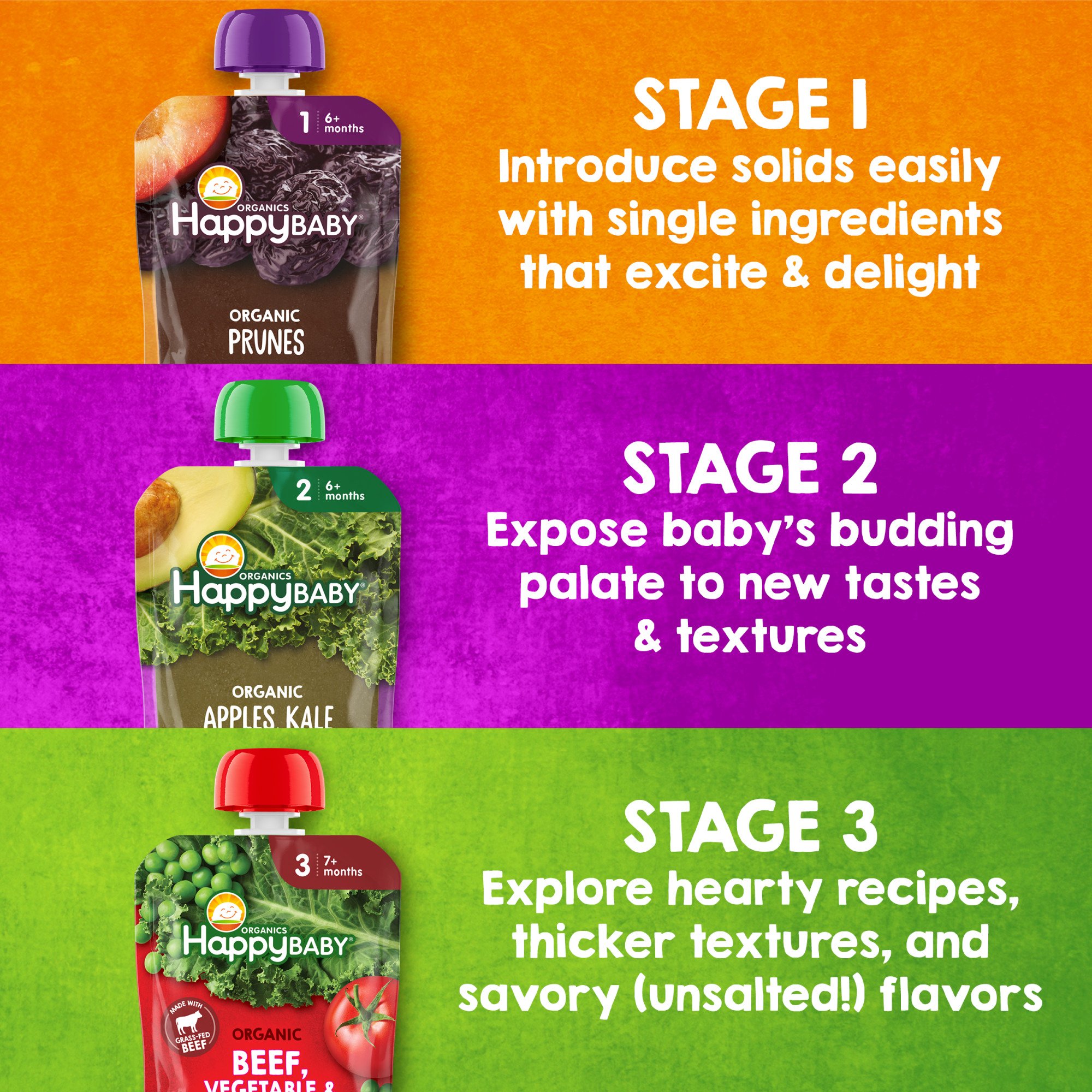 Happy Baby Organics Stage Pouch Apples Blueberries Oats