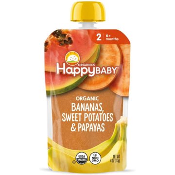 Happy Baby Clearly Crafted Stage 2 Bananas Sweet Potatoes & Papaya Baby Food Pouch