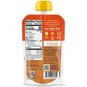 Happy Baby Clearly Crafted Stage 2 Bananas Sweet Potatoes & Papaya Baby Food Pouch