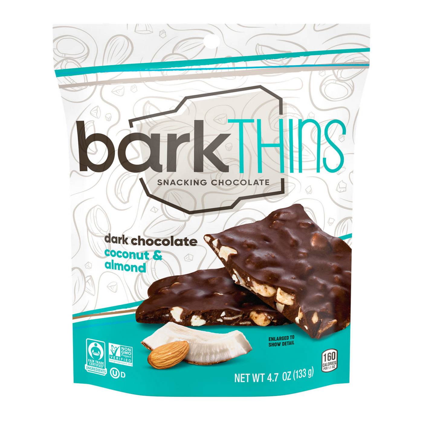 Bark Thins Dark Chocolate Coconut & Almonds Snacking Chocolate; image 1 of 4