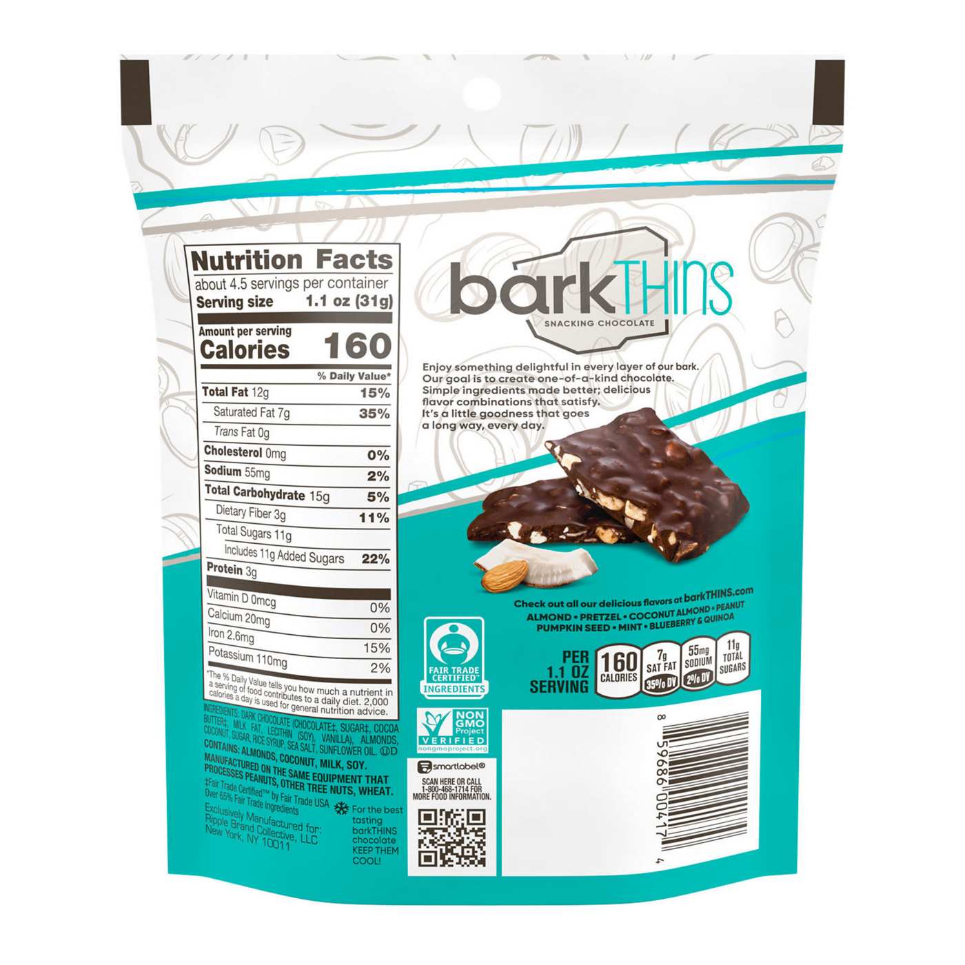 Bark Thins Dark Chocolate Coconut & Almonds Snacking Chocolate; image 3 of 4