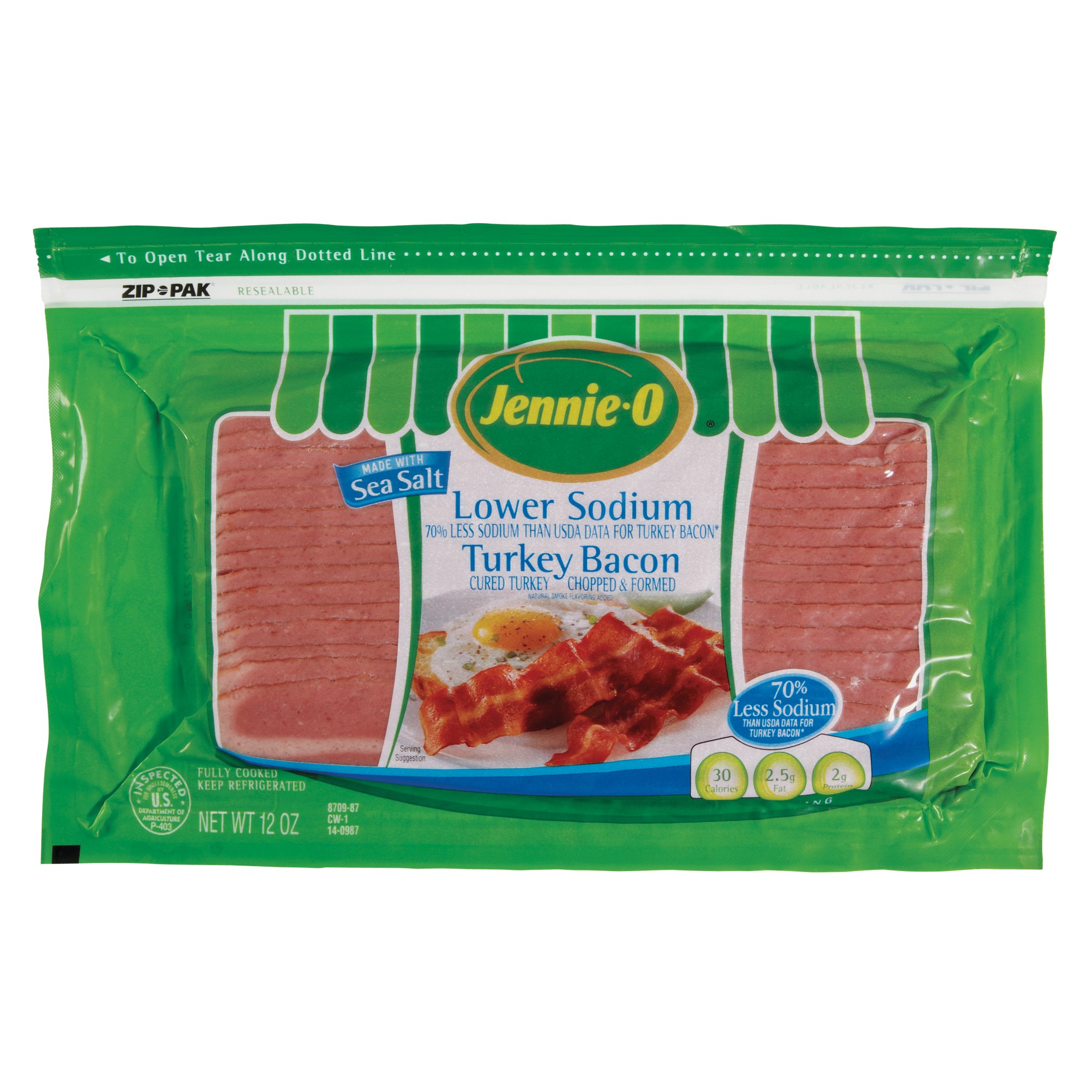 JennieO Lower Sodium Turkey Bacon with Sea Salt Shop Bacon at HEB