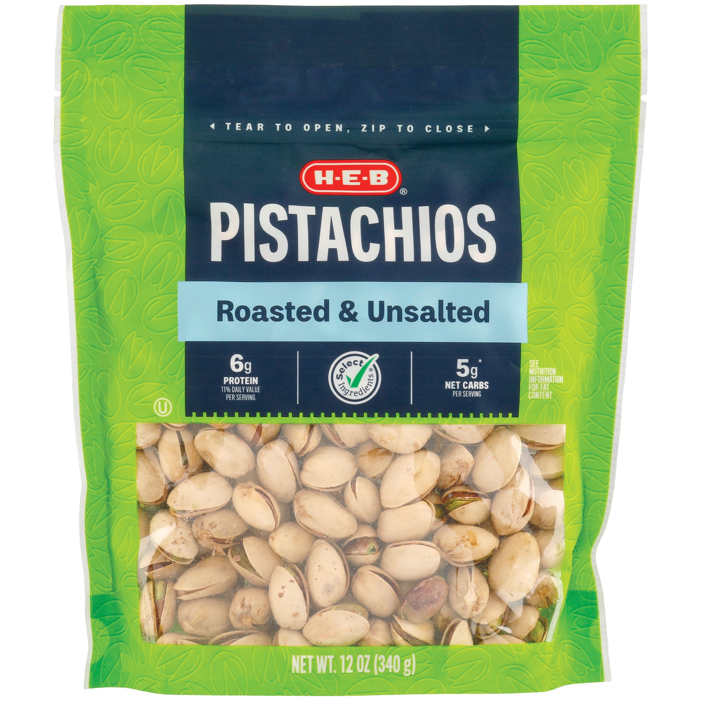 HEB Select Ingredients Unsalted Dry Roasted Pistachios Shop Nuts