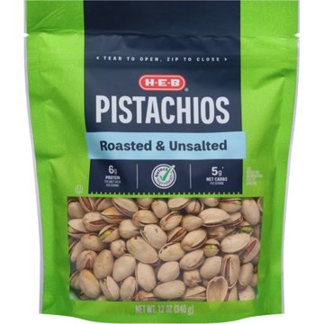 H-E-B Unsalted Roasted Pistachios, 12 oz