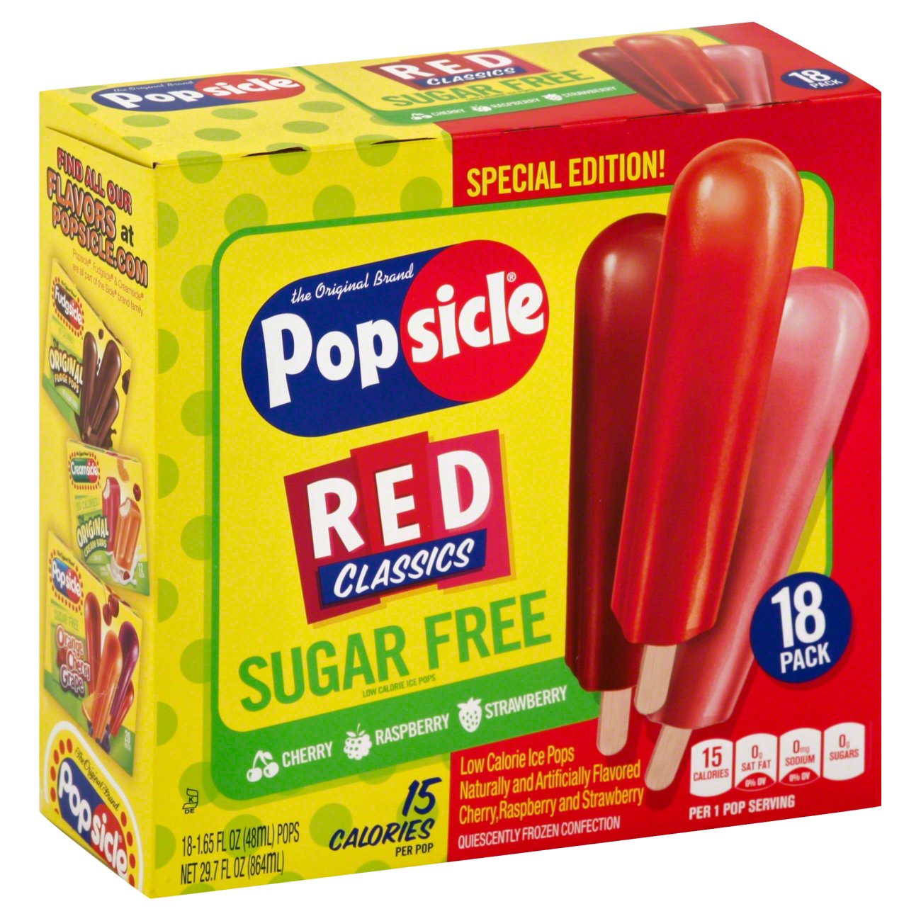Popsicle sugar free red classics shop bars pops at h e b