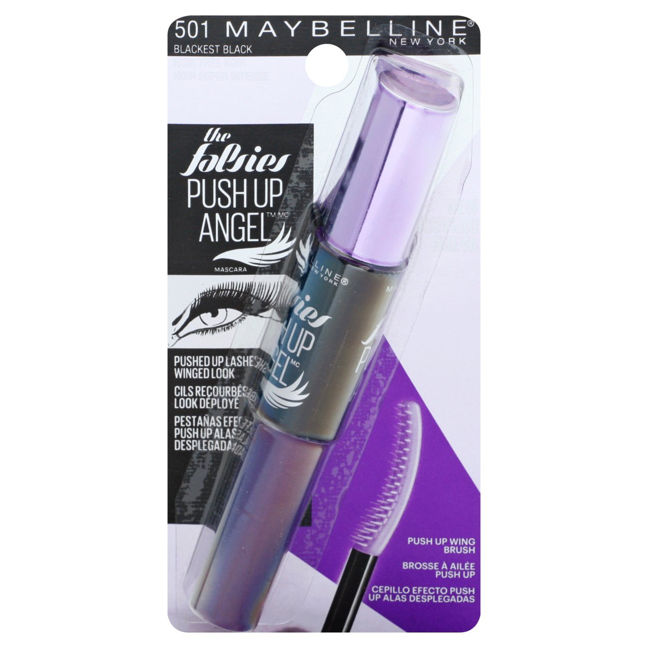 Maybelline The Falsies Push Up Angel Washable Mascara, Blackest Black Shop Eyes at HEB