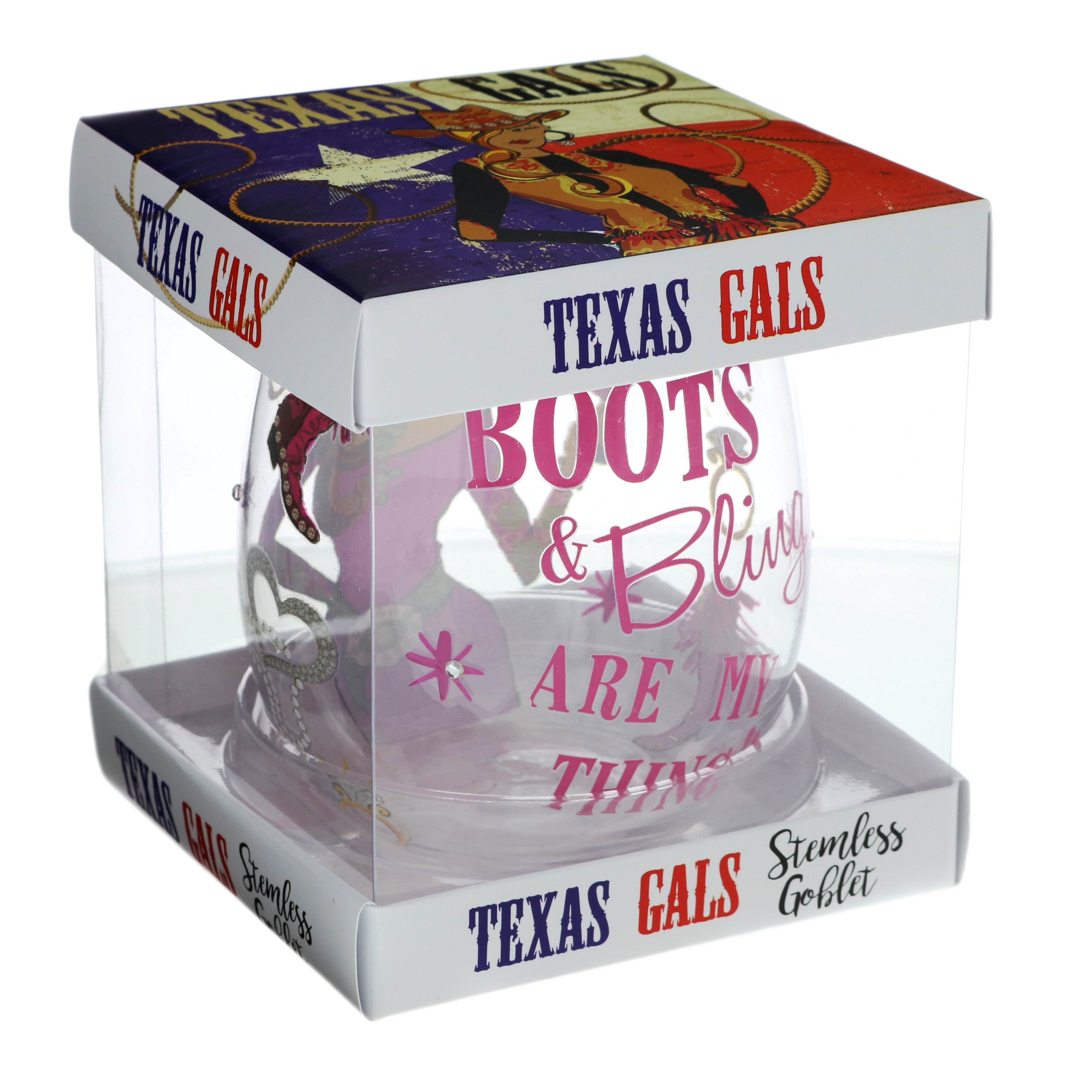 Jay Imports Texas Gals Boots & Bling Stemless Wine Goblet Shop