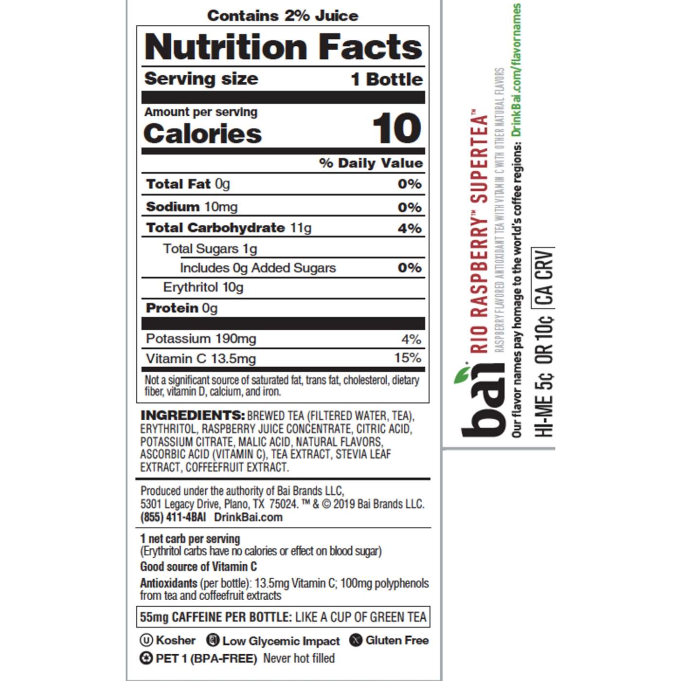 Bai Antioxidant Supertea Rio Raspberry Tea Shop Tea at HEB