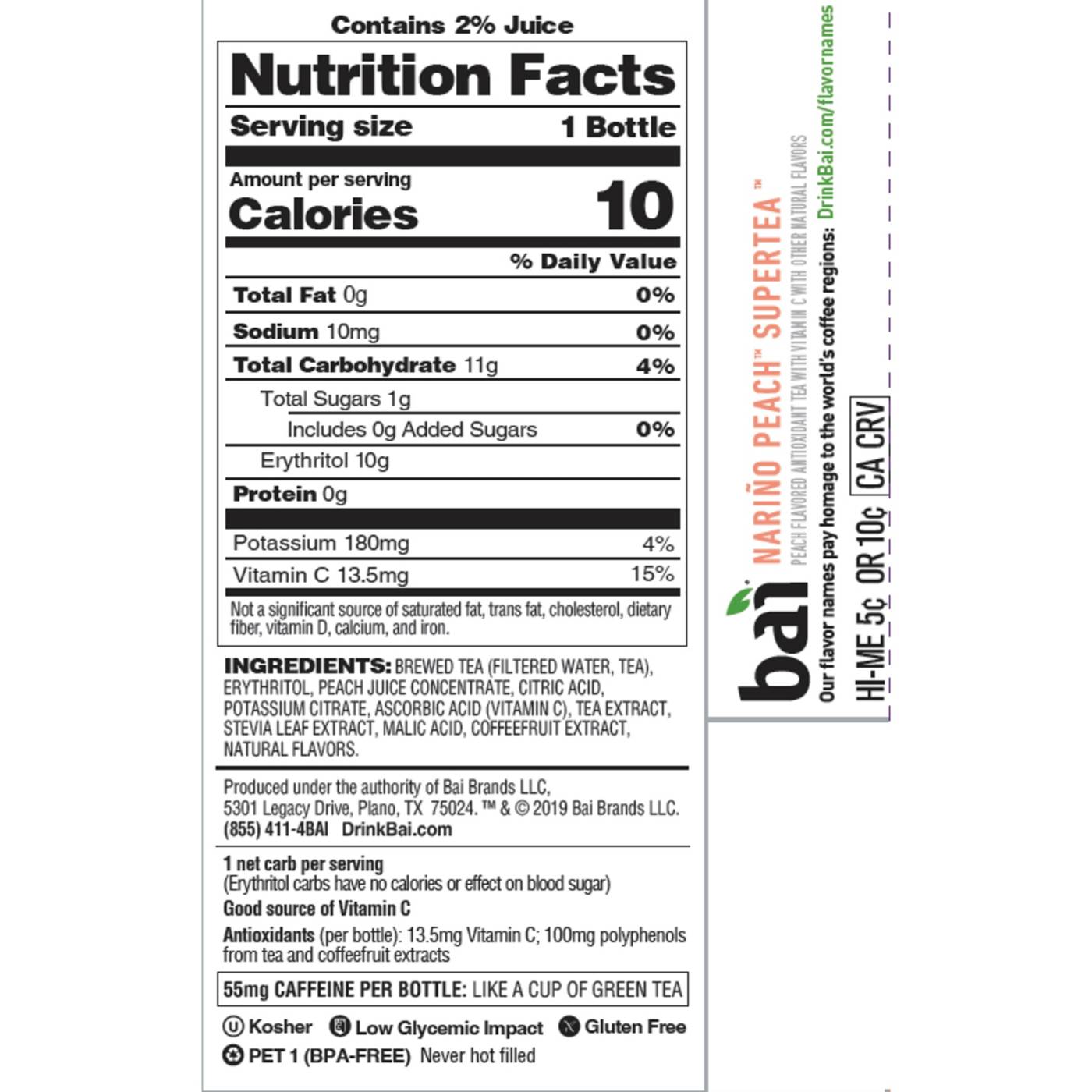 Bai Antioxidant Supertea Narino Peach Tea; image 2 of 4