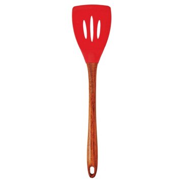 Cocinaware Silicone Slotted Turner with Wood Handle – Red