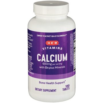 H-E-B Vitamins 600 mg Calcium with D3 + Minerals Tablets, 120 ct