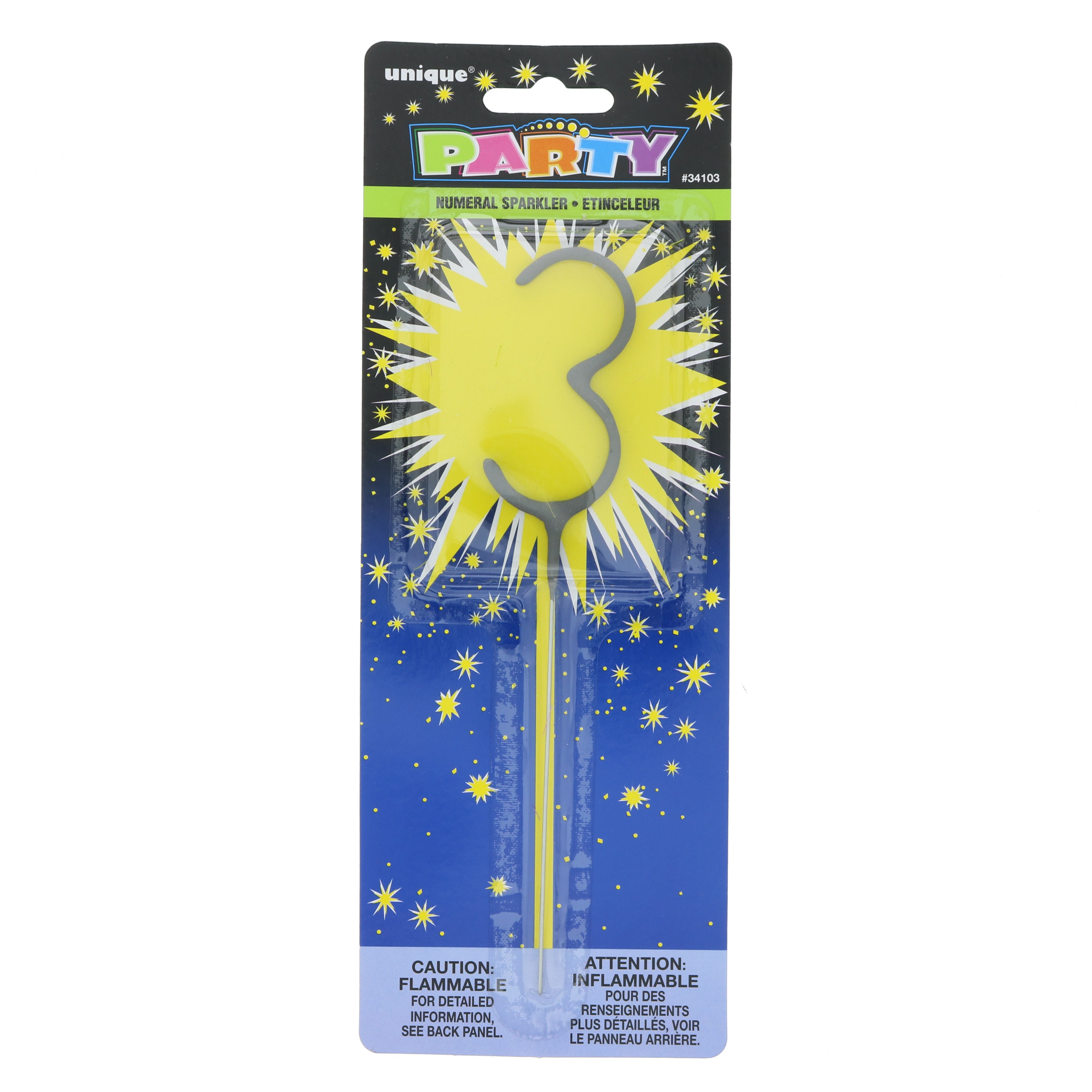 Unique Sparkler Candle Numeral 3 Shop Party Supplies at HEB